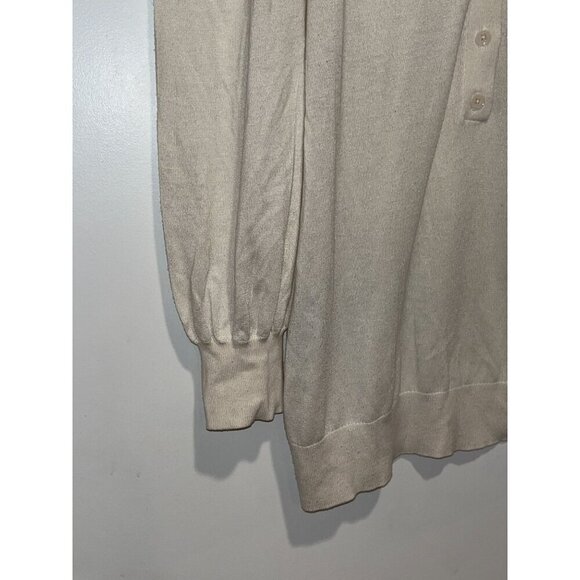 Lauren Ralph Lauren Cream Puff Sleeve Collared Knit Sweater Medium Womens - Picture 4 of 7